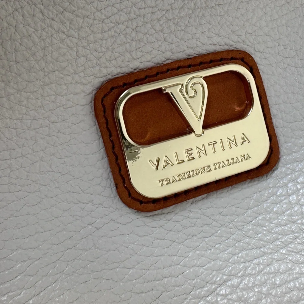 New! VALENTINA White Italian Genuine Leather Large Hobo Purse